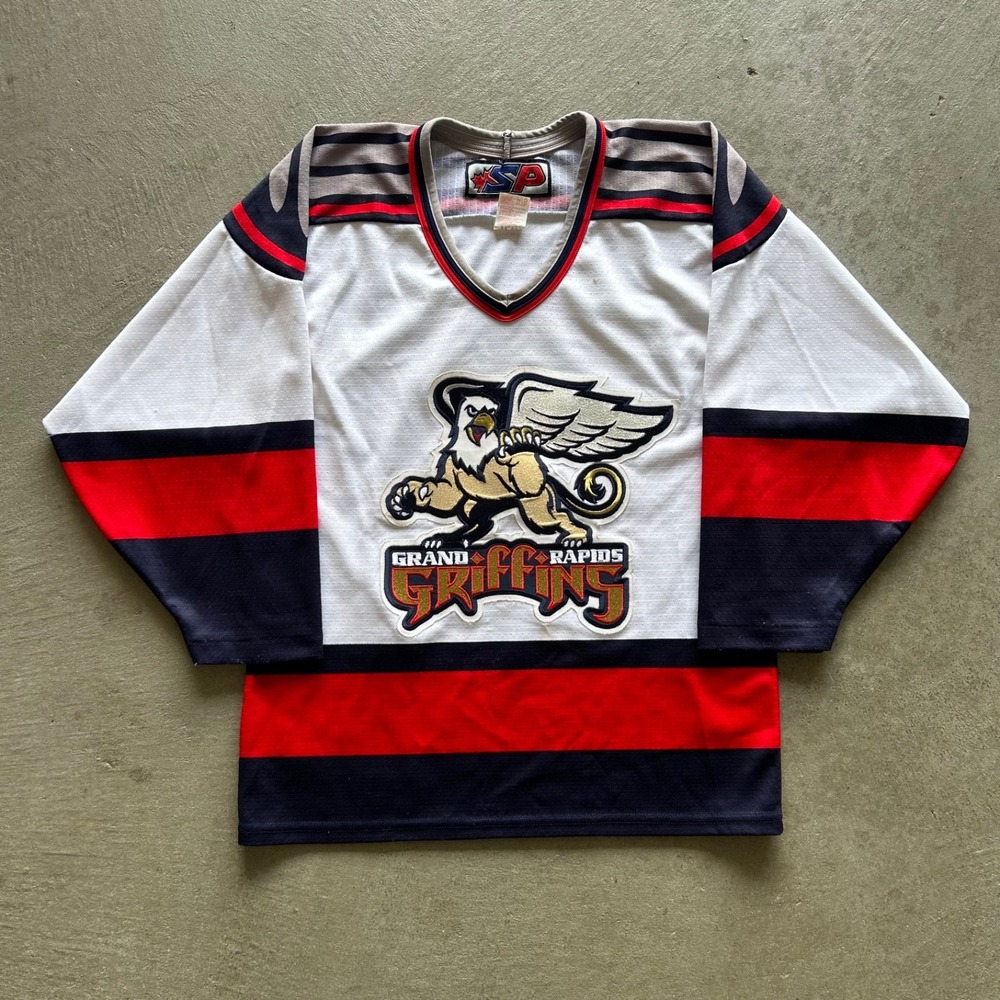 Vintage Grand Rapids Griffins Hockey‎ Jersey Men's Size Small White Wings IHL